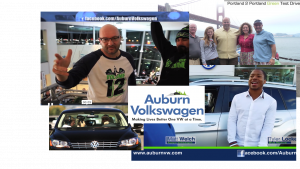 Collage of advertising work provided to Auburn Volkswagen by Steenman